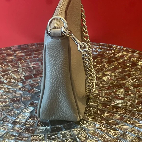 Coach Gray Wristlet/Clutch with silver rivets and chain strap - Picture 8 of 8